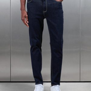 Slim Fit Denim Jeans in Solid Dark Blue