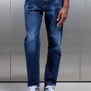 Straight Leg Denim Jeans in Dark Wash