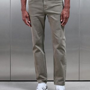 Straight Leg Denim Jeans in Olive
