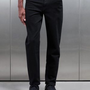 Straight Leg Denim Jeans in Solid Black