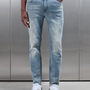 Slim Fit Denim Jeans in Dark Sand