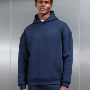 Neoprene Relaxed Fit Hoodie in Navy
