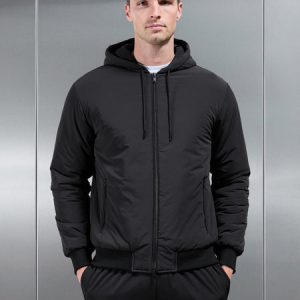 Padded Tonal Windbreaker in Black