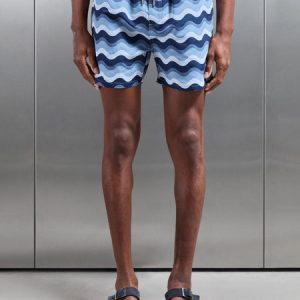 Palma Drawstring Printed Swim Short in Navy