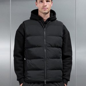 Quilted Bomber Gilet in Black