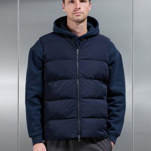 Quilted Bomber Gilet in Navy