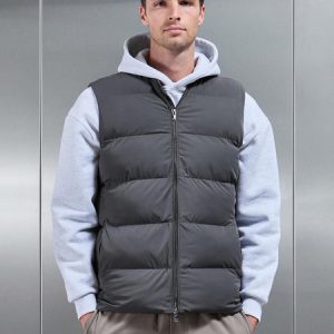 Quilted Bomber Gilet in Grey