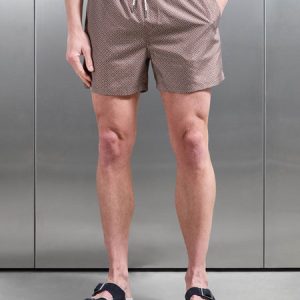 Santo Drawstring Printed Shell Swim Short in Burnt Orange