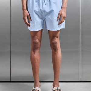 Seersucker Swim Short in Light Blue