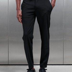 Smart Tailored Drawstring Stretch Trouser in Black