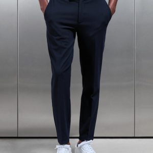 Smart Tailored Drawstring Stretch Trouser in Navy
