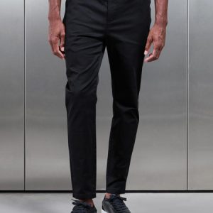 Tailored Drawstring Chino Trouser in Black