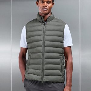 Technical Puffer Gilet in Olive