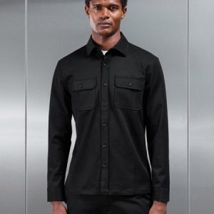 Textured Overshirt in Black