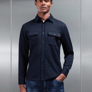 Textured Overshirt in Navy
