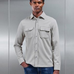 Textured Overshirt in Stone