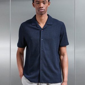 To The Beach Revere Collar Shirt in Navy