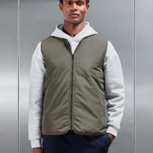 Zip Through Padded Vest in Olive